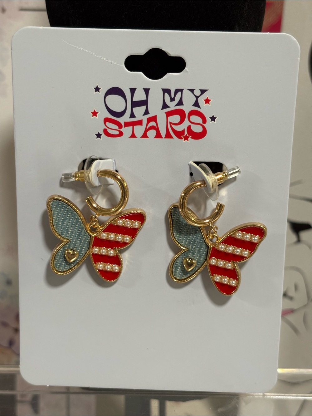 ✨ 🇺🇸NWT Oh My Stars Charming Red, White, & Blue Theme Earring Collection– 4 Pair - Picture 7 of 17